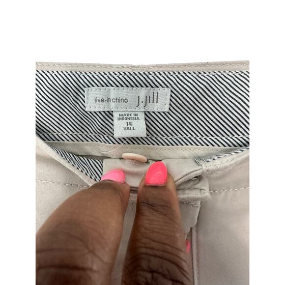 J. Jill Live in Chino Khaki Tan Casual Straight Leg Trouser‎ Pants Size 14 Tall - Picture 2 of 12